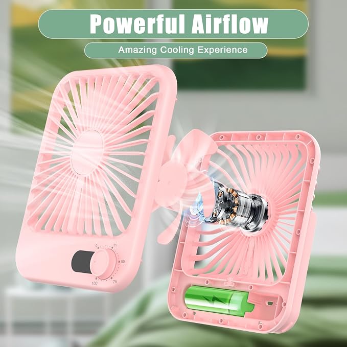 Portable Fan Rechargeable, Small Desk Fan Quiet, 180°Tilt Adjustable Personal - Image 5