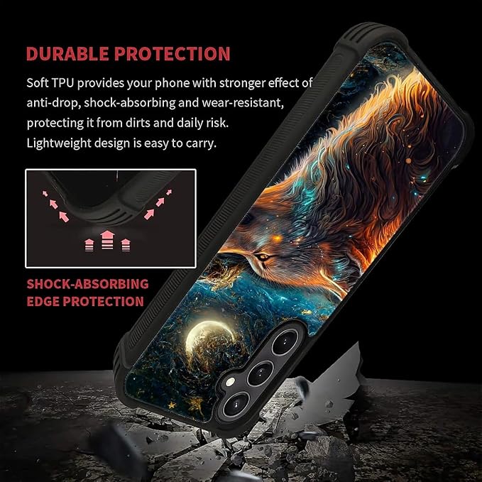 for Samsung Galaxy S23 FE Case, Star Cave Hungry Wolf Pattern Graphic Design - Image 4