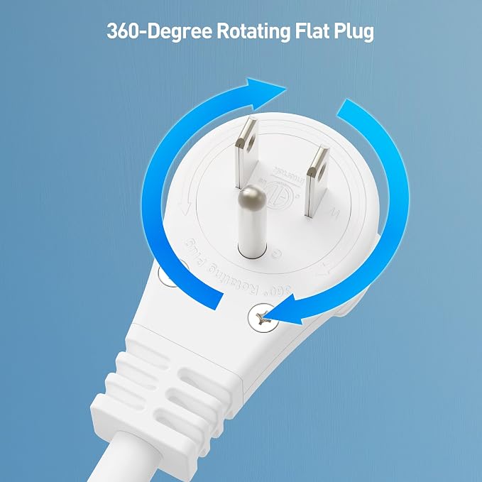 Cable Matters 2-Pack 16 AWG 360° Rotating Flat Plug Extension Cord - 3ft - Image 2