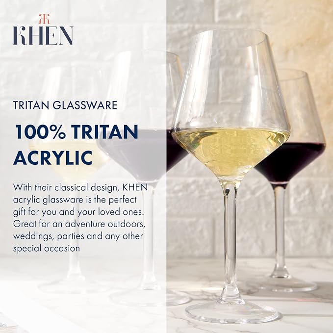 European Style Plastic Crystal, Stemmed Wine Glasses | 6 Set | Acrylic Glasses - Image 2