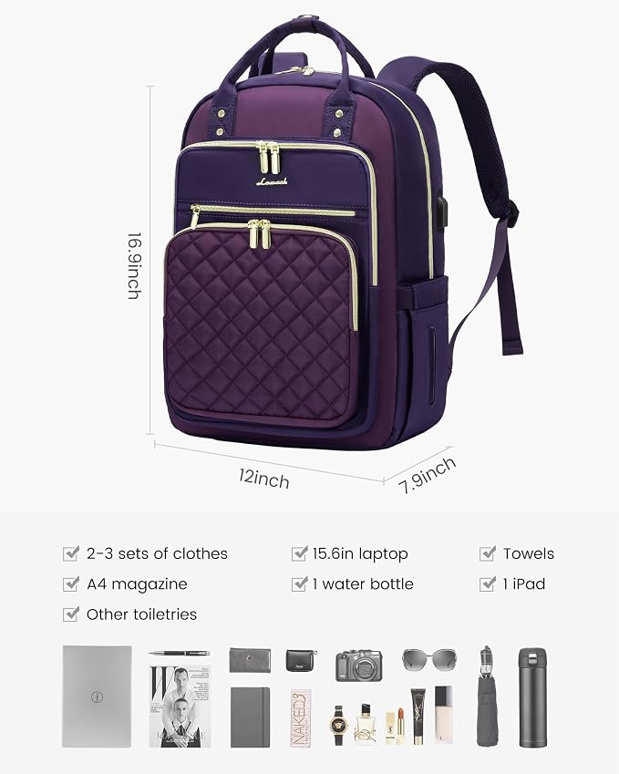 LOVEVOOK Laptop Backpack Purse for Women, 15.6" Laptop Bag for Travel - Image 2