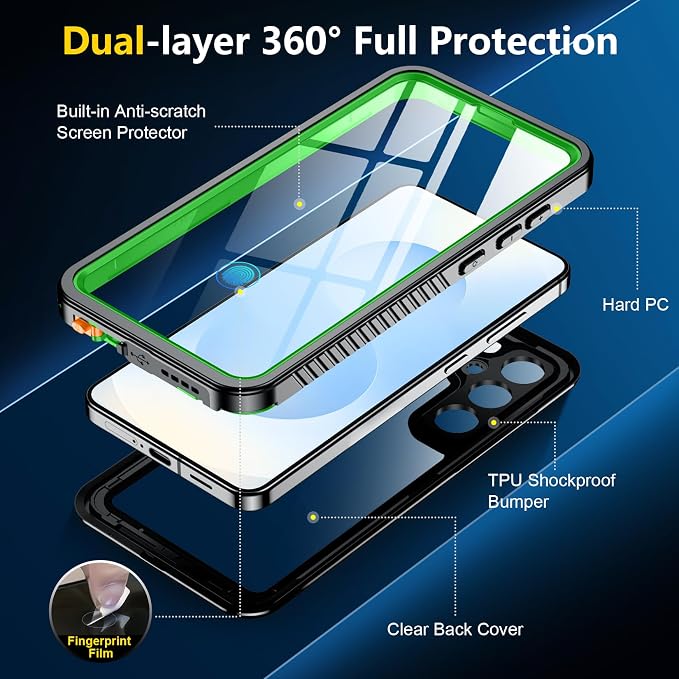 SPIDERCASE Designed for Samsung Galaxy S25 Case Waterproof, Built-in Full - Image 6