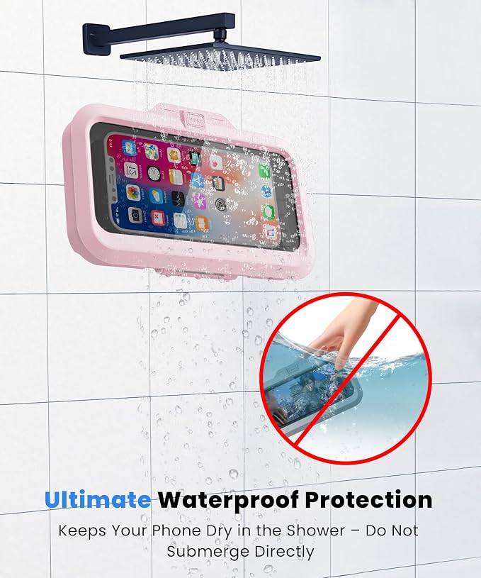 URROY Shower Phone Holder Waterproof One-Touch Open Shower Phone Case Anti-Fog - Image 2