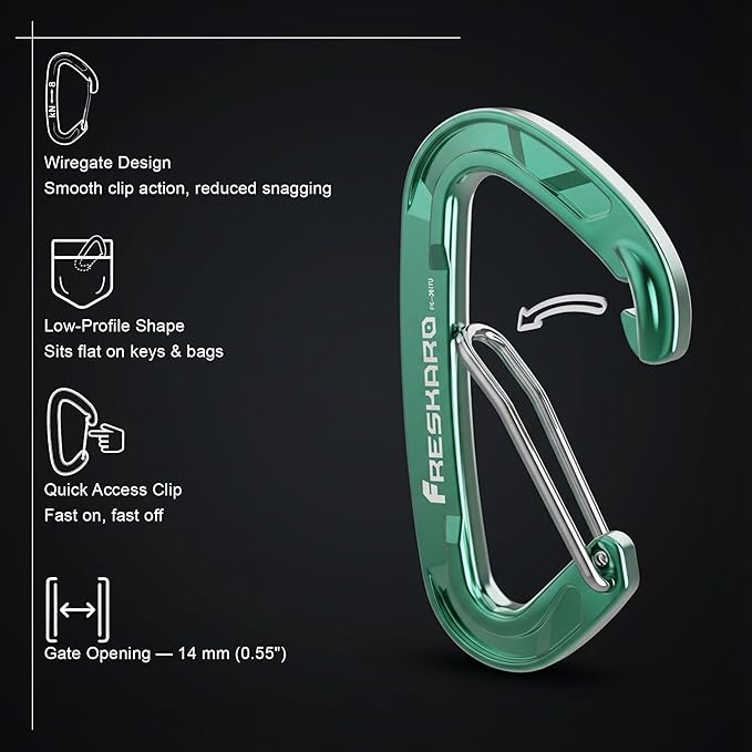 FresKaro 5pcs Nano Carabiner Clips, 8kN 1798lbs, Small Sturdy, Reliable - Image 3
