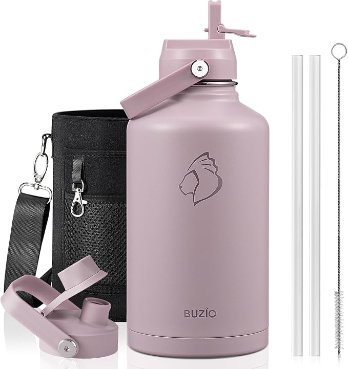 BUZIO 64oz Insulated Water Bottle, Half gallon Stainless Steel Jug, Triple Wall by BUZIO