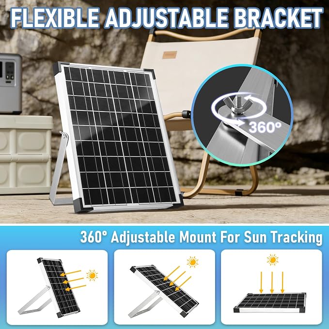 20W 12V/24V Solar Panel Kit, Monocrystalline Solar Battery Trickle Charger - Image 4