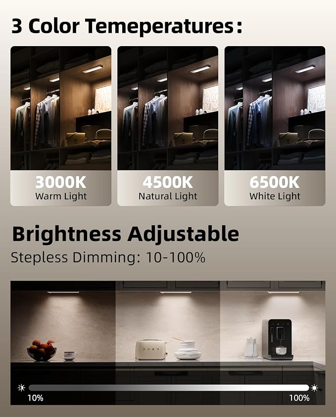 2Pack 12inch Under Cabinet Lighting, Rechargeable Motion Sensor Light Wireless - Image 5