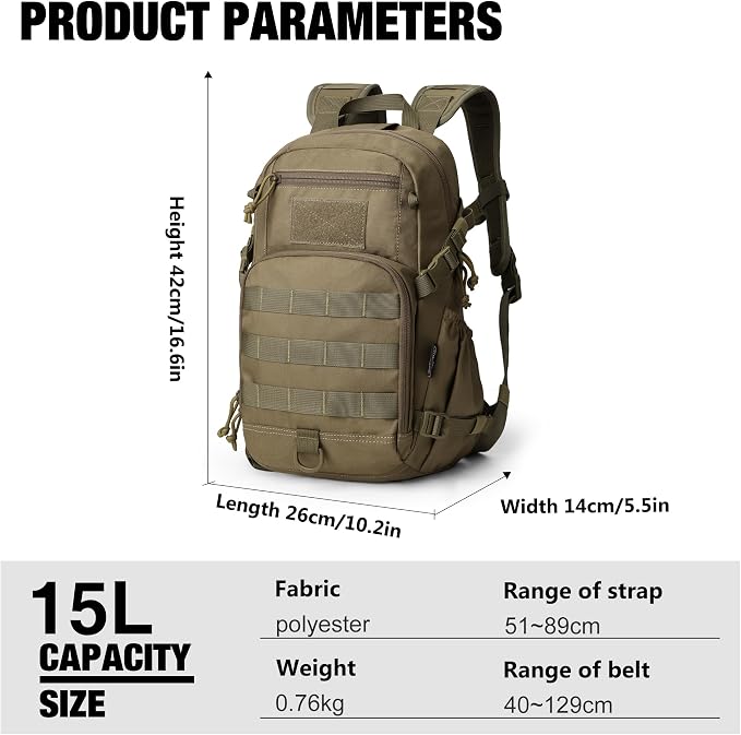 Mardingtop Small Tactical Backpack, Molle Hiking Backpack - Image 2