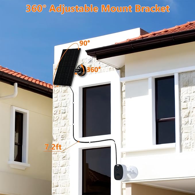 Zivif Solar Panel for Security Camera, 7W Solar Charger - Image 4