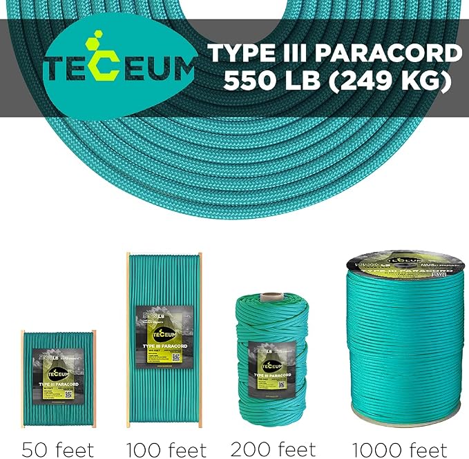 TECEUM Reflective Paracord Rope 1000 – 1000ft/200ft/100ft/50ft – 40+ Colors – - Image 9