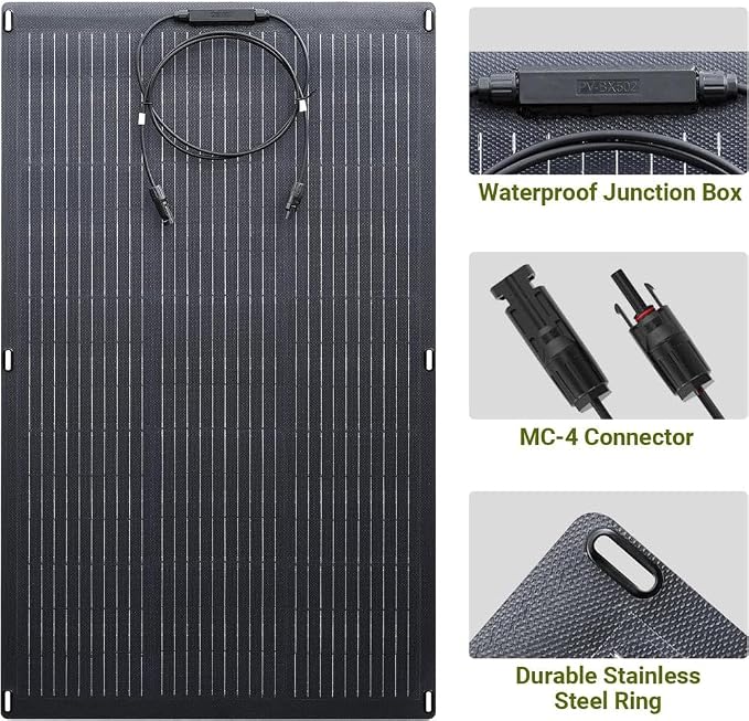 ALLPOWERS SF200 Flexible Solar Panel 200w Ultra Thin 3mm Bendable - Image 2