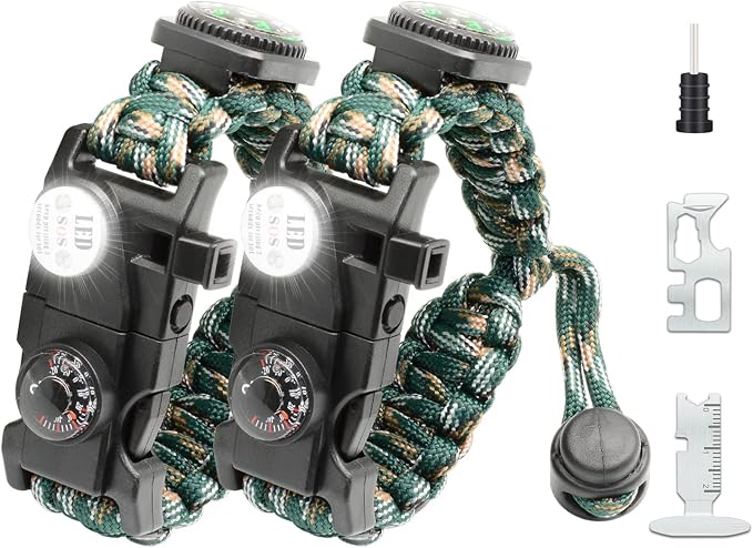 20 in 1 Survival Paracord Bracelet Adjustable Gear Kit by NVioAsport