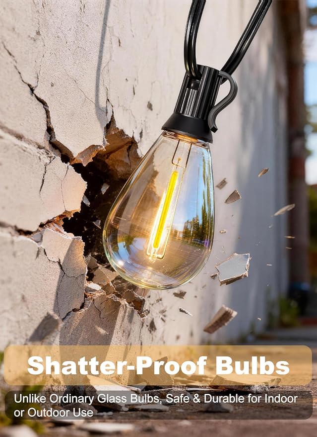 50FT Outdoor String Lights Waterproof, 20+1 Shatterproof S11 LED Bulbs - Image 7