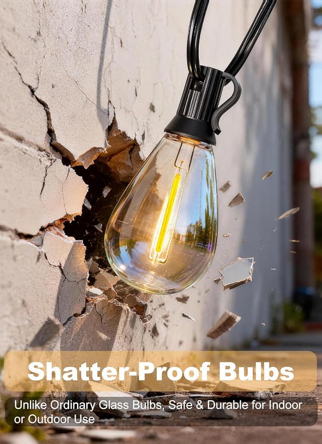 100FT Outdoor String Lights Waterproof, 36+1 Shatterproof S11 LED Bulbs - Image 5
