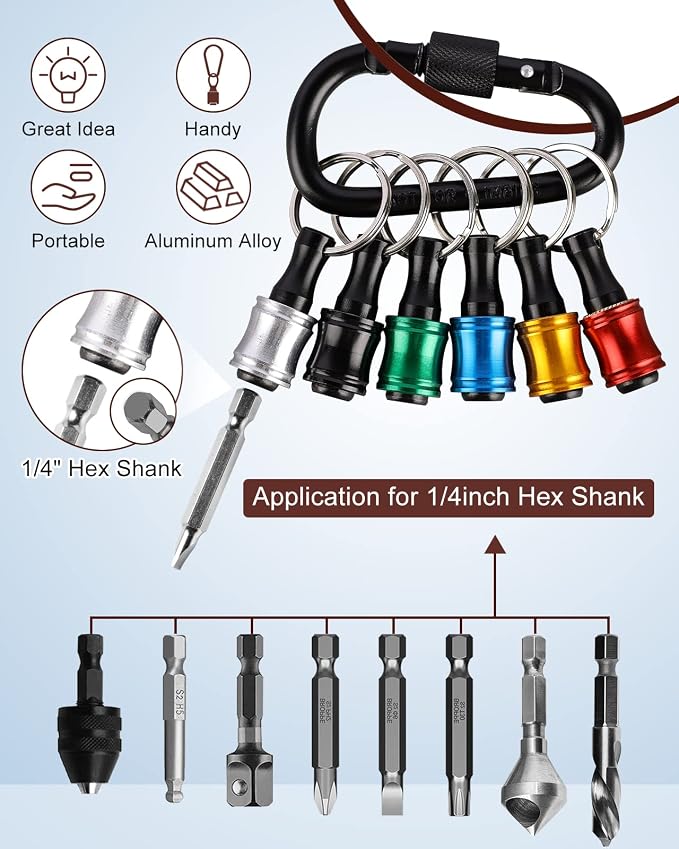 Katerk 6pcs 1/4 inch Hex Shank Aluminum Alloy Screwdriver Bits Holder 2 Sets - Image 2