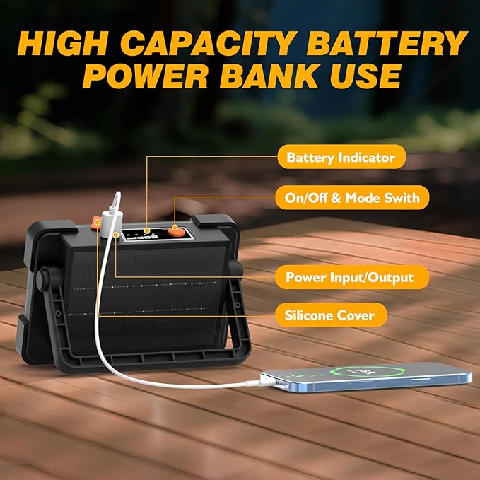 120W Solar Rechargeable Work Light, 144 LED 10000LM Led Work Light - Image 6