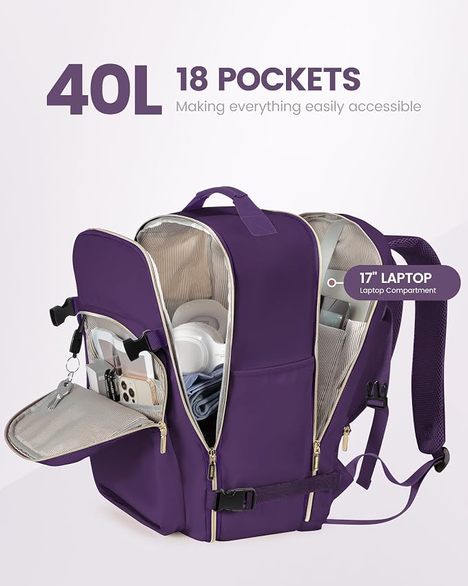 LOVEVOOK Travel Backpack for Women & Men 40L, Airline Approved Carry On - Image 3