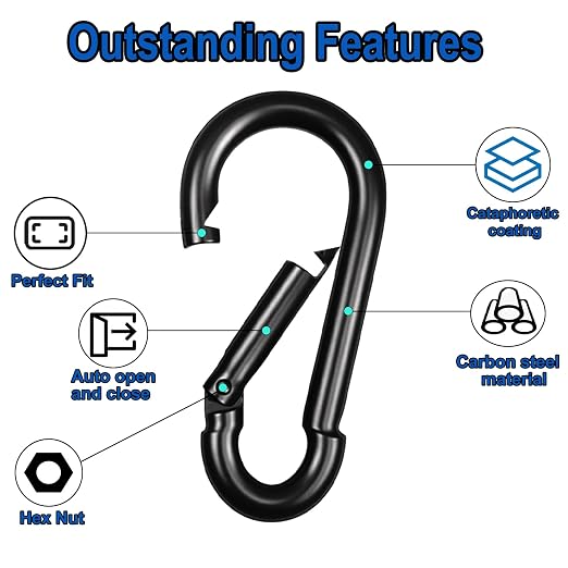20PCS M6 Heavy Duty Carabiner Clip, 2.36Inch Snap Hook Quick Link Small - Image 3