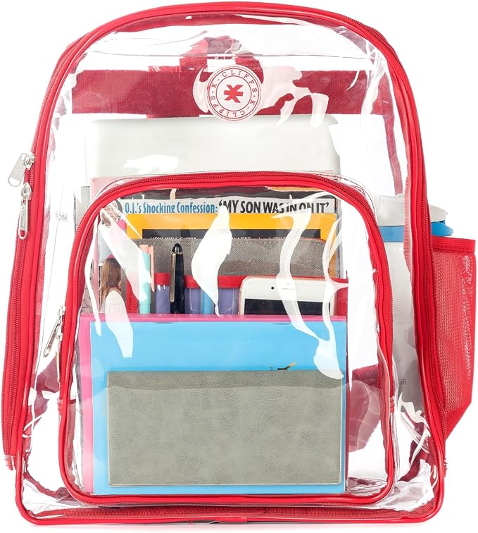 K-Cliffs Large Transparent Backpack Clear Heavy Duty School Bag Durable Student - Image 6