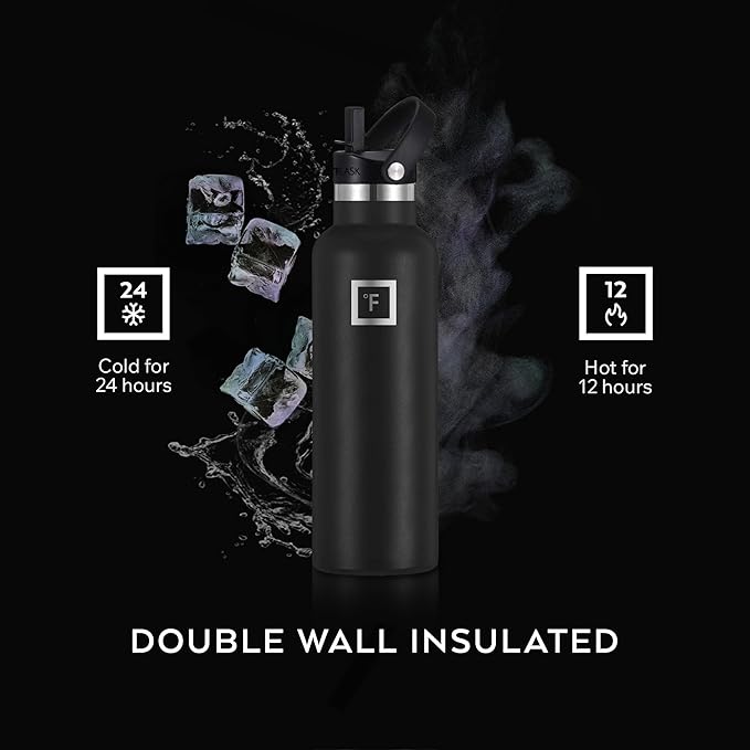 IRON °FLASK Camping & Hiking Hydration Flask - 32 oz Black Marquina - Image 4