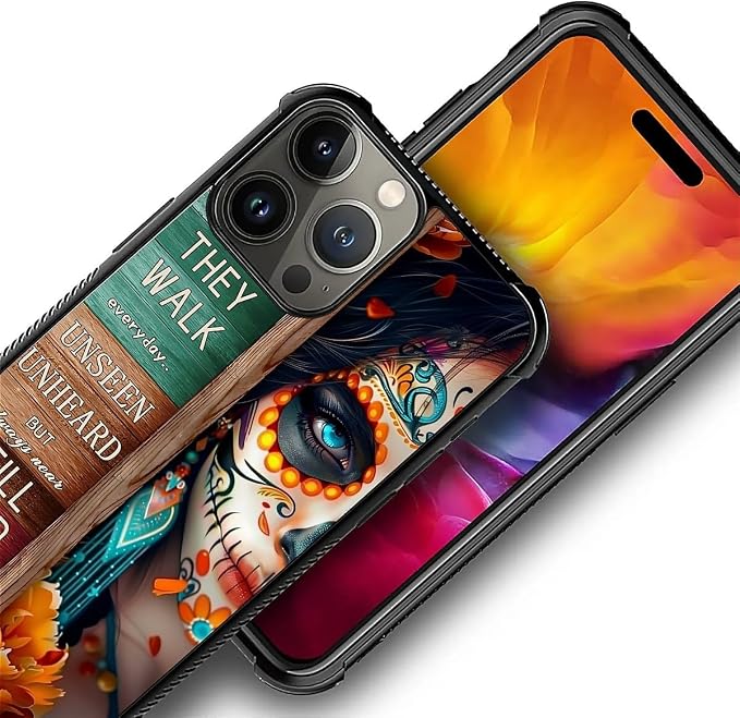 for iPhone 16 Pro Case, Sugar Skull Day of Death Halloween Pattern Graphic - Image 4