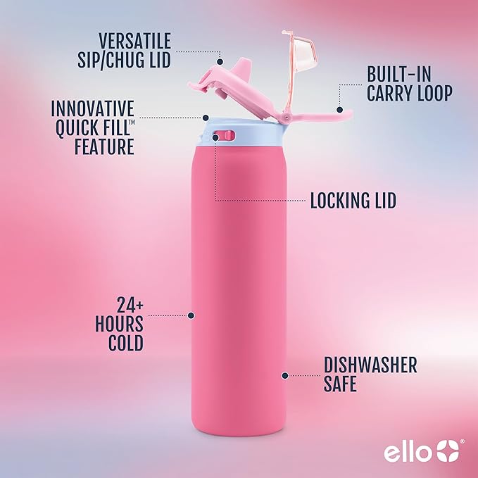 Ello Pop & Fill 22oz Stainless Steel Water Bottle - Image 3