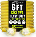6ft Outdoor/Indoor Extension Cord 12/3 Gauge Extra Heavy Duty 3 Prong SJTW by LifeSupplyUSA