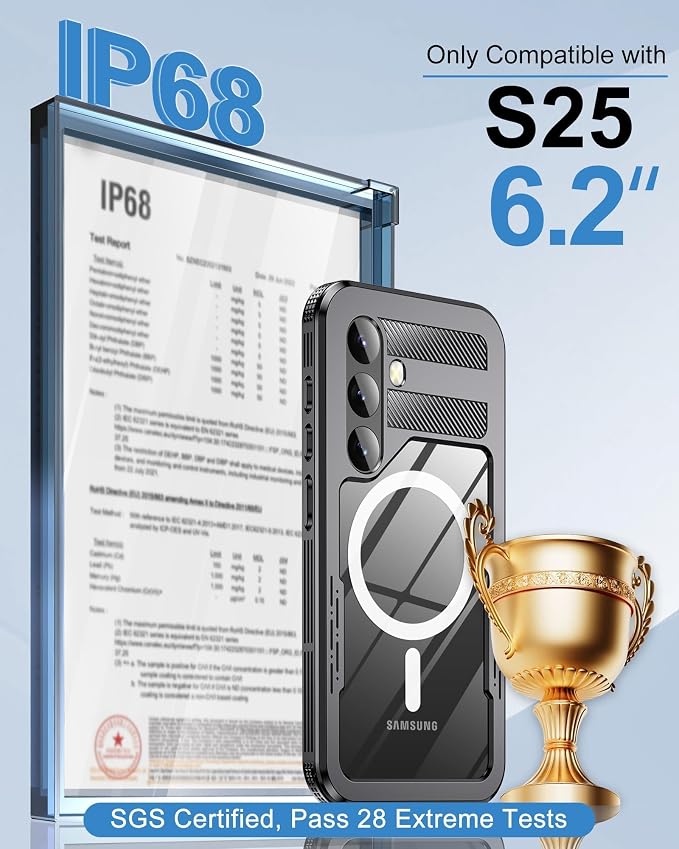 for Samsung Galaxy S25 Waterproof Case, Magnetic Heavy Duty Military Grade - Image 2