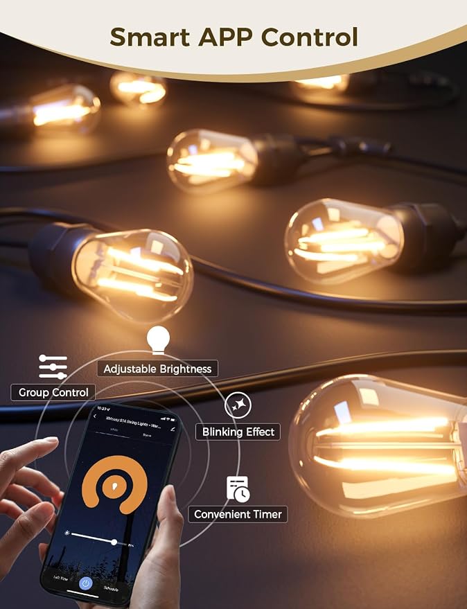 XMCOSY+ Smart Outdoor String Lights, 98Ft LED Patio Lights Waterproof IP65 - Image 2