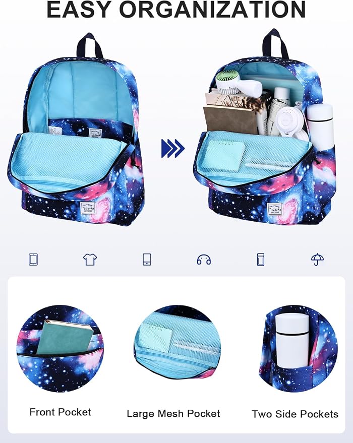VASCHY Backpack for School, Lightweight Water Resistant Bookbag Casual Daypack - Image 3