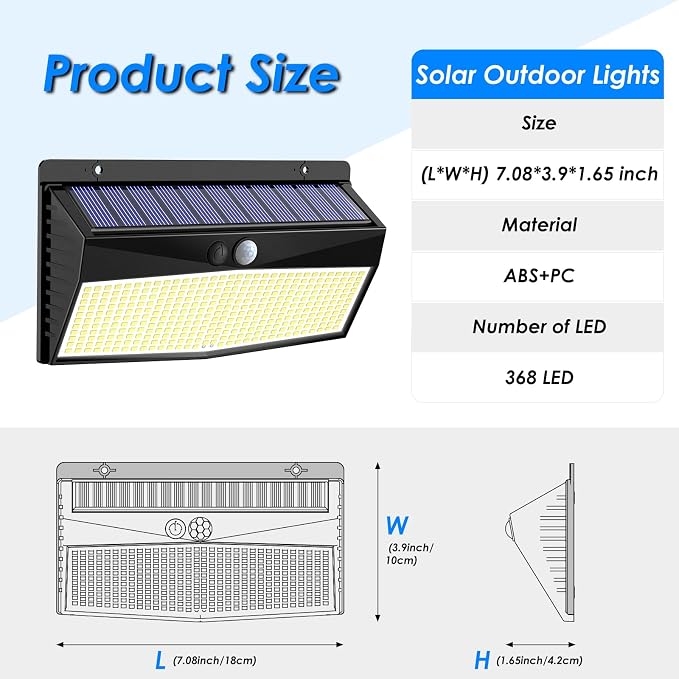 6 Pack 368 LED Solar Motion Sensor Lights Outdoor, Solar Fence Lights - Image 7