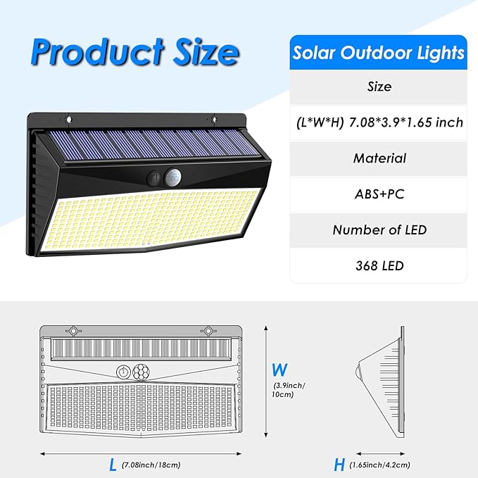 7 Pack 368 LED Solar Lights Outdoor Motion Sensor, Solar Fence Light - Image 7