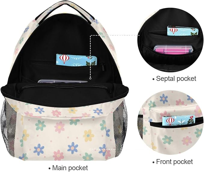 Wamika Daisy Flowers Kids Backpack Floral Orange Chamomile School Backpacks Boy - Image 3