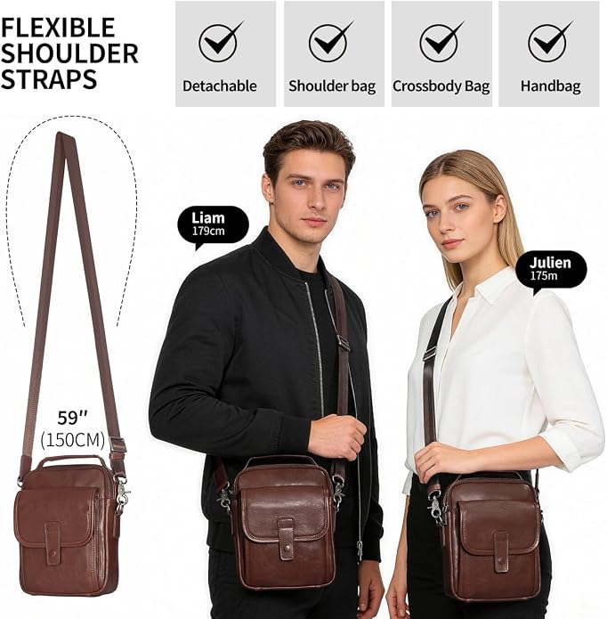Augus Leather Small Messenger Bag - Image 4
