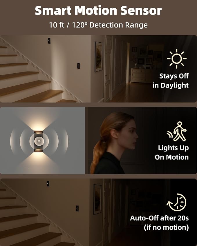 EZVALO Motion Sensor Wall Lights Indoor, 4000mAh Rechargeable Battery Operated - Image 9
