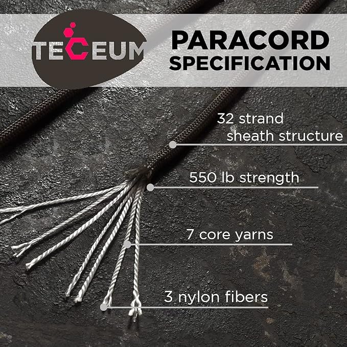 TECEUM 5/32" Paracord Rope 1000 – 1000ft / 200ft / 100ft / 50ft – Tactical - Image 2