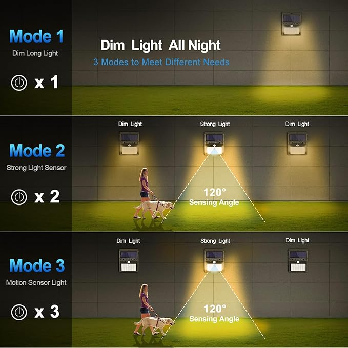 SEZAC Solar Lights Outdoor, 6 Pack Solar Motion Sensor Outdoor Lights - Image 3