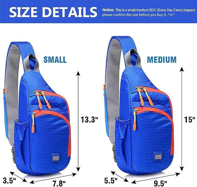 Peicees Small Sling Backpack Waterproof Unisex Shoulder Bag Chest Crossbody - Image 2