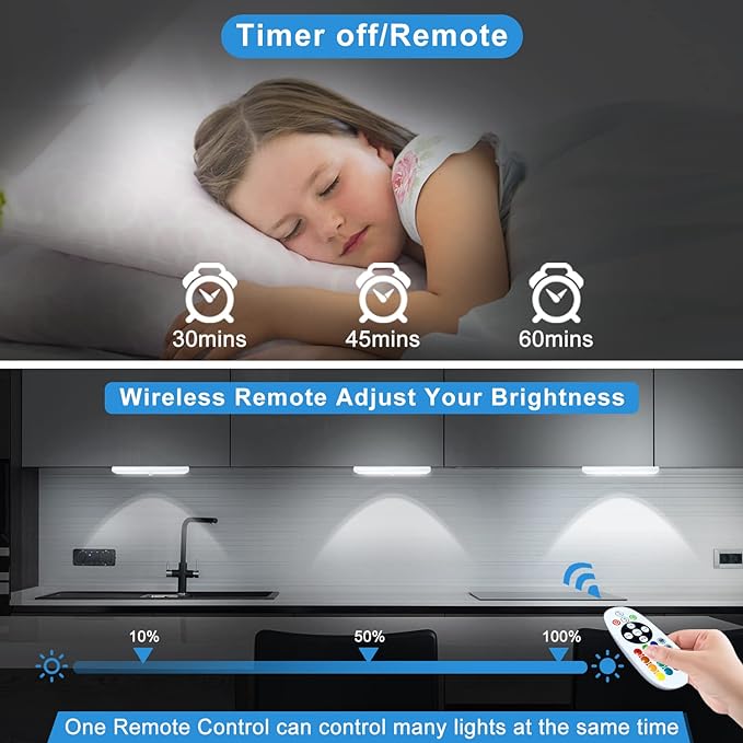 Remote Control RGB Lights Under Cabinet Lighting Rechargeable, 48-LED Wireless - Image 4