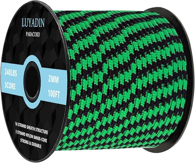 Paracord 240lb - Diameter 2mm Micro Utility Cord -3 Strand Parachute Spool Cord by LUYADIN