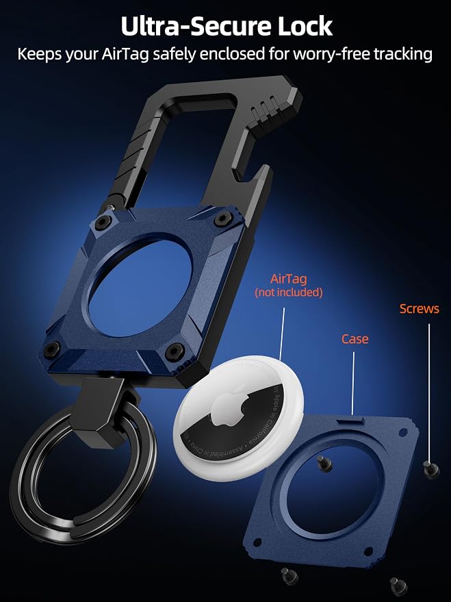 Air Tag Keychain with Carabiner, Heavy Duty Keychain Bottle Opener, Waterproof - Image 3