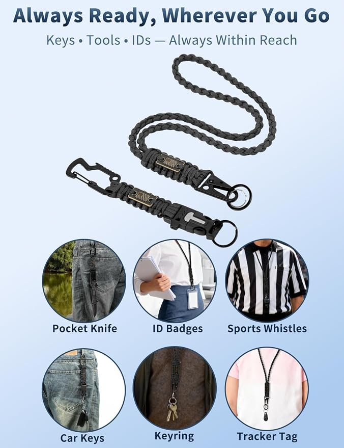 DDOUT Heavy Duty Paracord Lanyard 550 Paracord Braided Keychain - Image 6