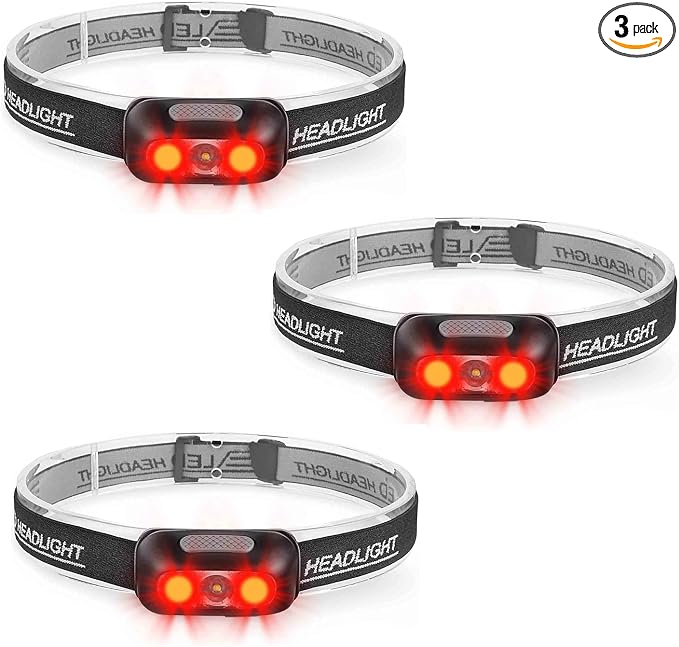 Rechargeable Headlamp 3 Pack, Ultra Bright 500 Lumen Head Lamp 5 Lighting Modes by COSMOING
