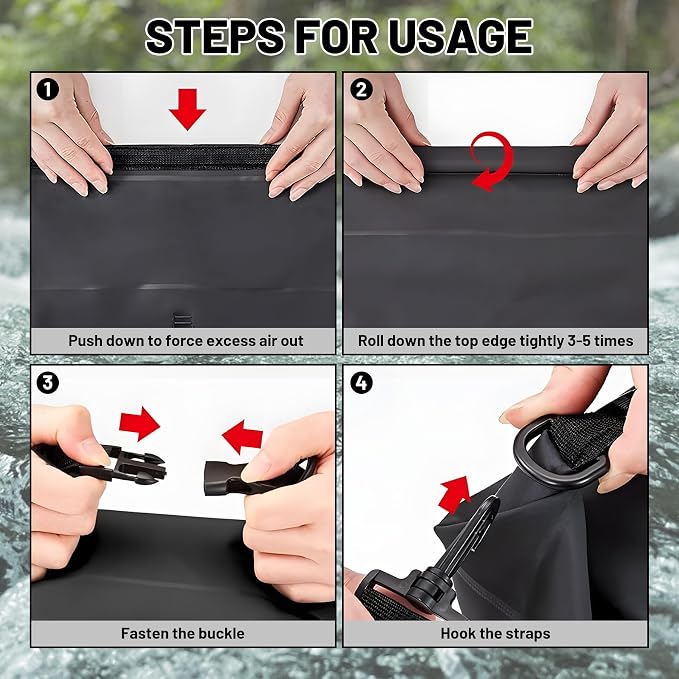 Waterproof Dry Bag, Roll Top Blue Small Waterproof Backpack - Image 8