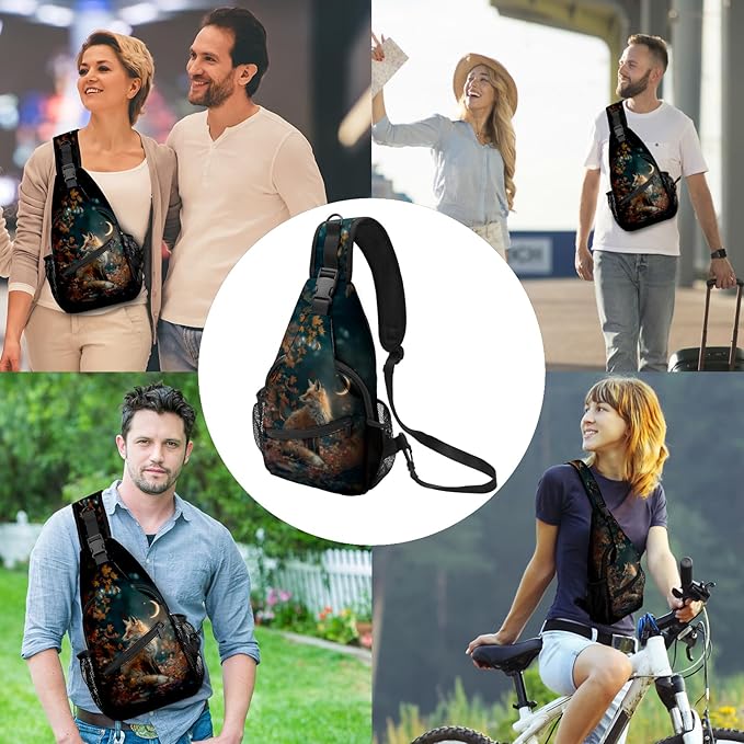 FyLybois Fox Print Sling Bag for Women Lightweight Crossbody Backpack Casual - Image 2