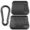 Black Carabiner, Heavy Duty Galvanized Steel Spring Snap Hook Carabiner Clips by High-PQ