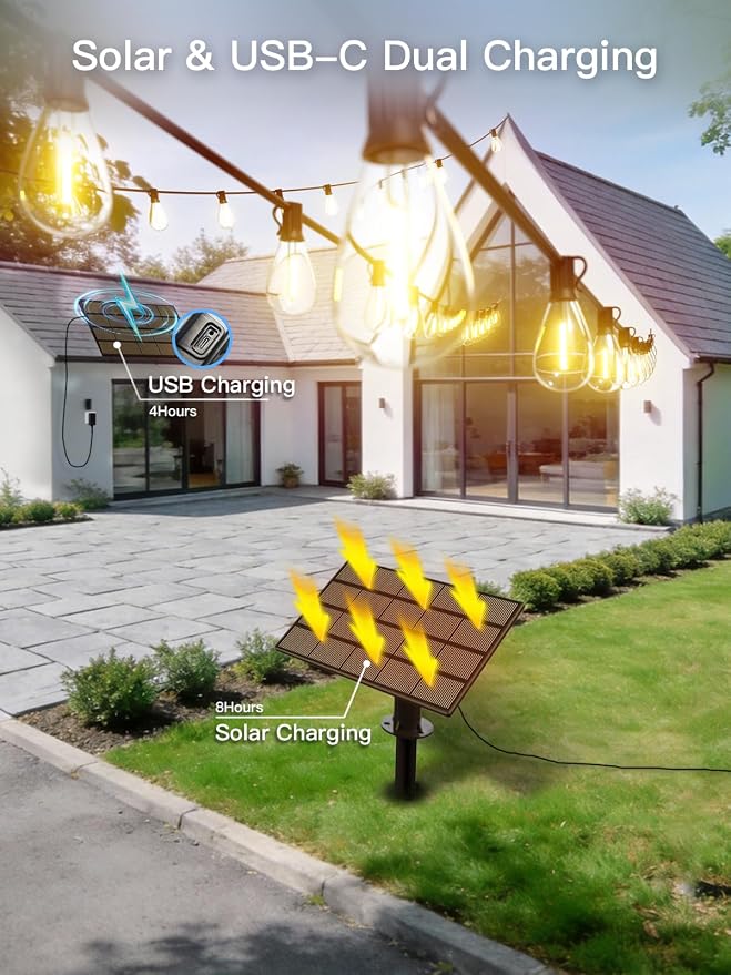 50FT Solar String Lights Outdoor Waterproof, 18+1 LED Solar Powered Lights - Image 5
