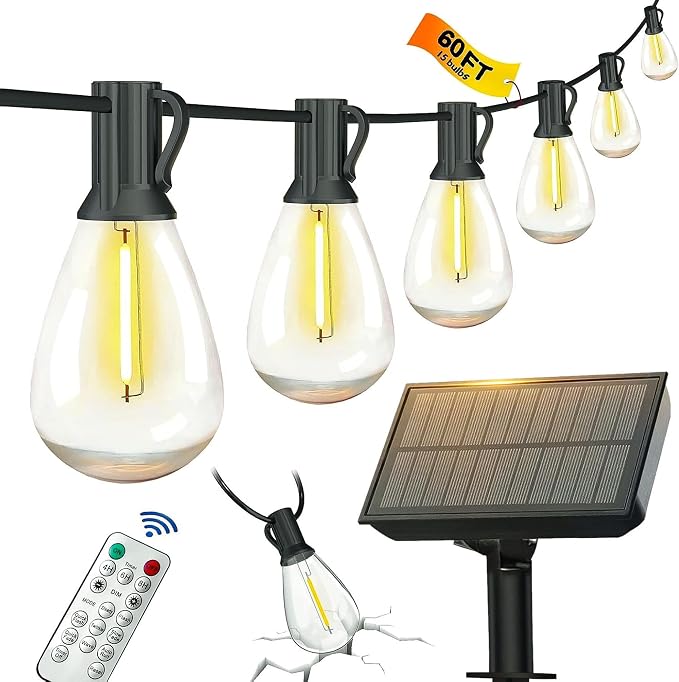 BLIATLUS 60FT Solar String Lights Outdoor Waterproof by Belllights