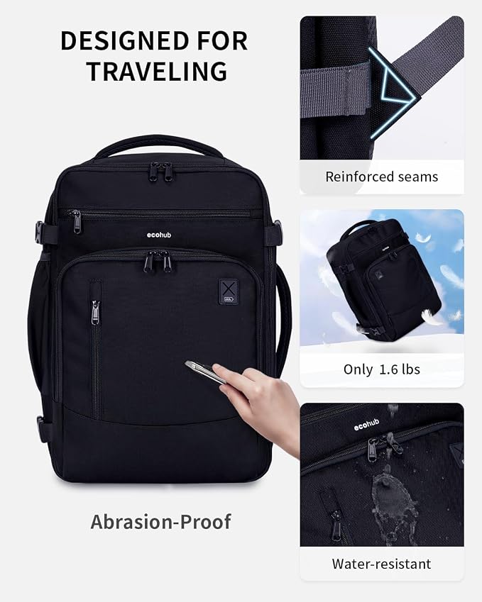 ECOHUB 17" Small Travel Backpack, United Airlines Personal Item Bag 17x10x9 - Image 6