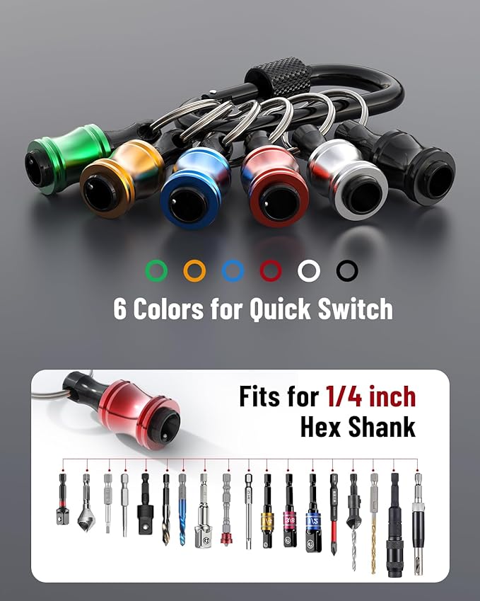 Katerk Bit holder Keychain Light-weight Extra 2 Black Carabiners Portable 6 pcs - Image 2